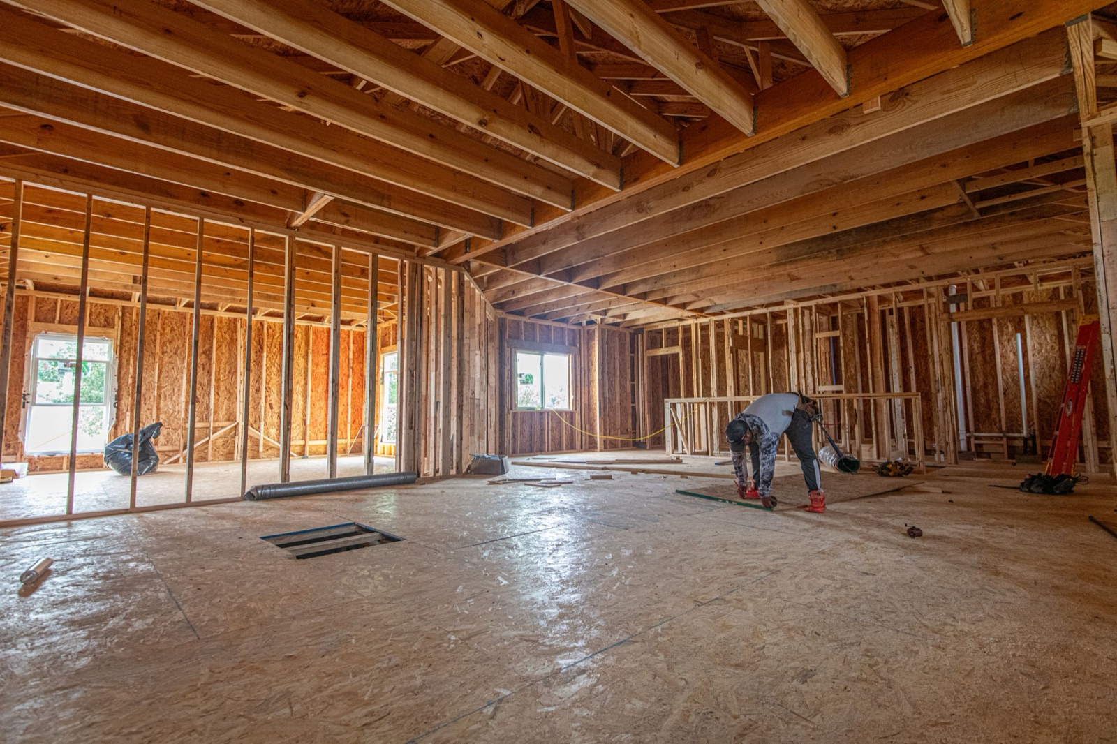 Interior framing of a new room addition